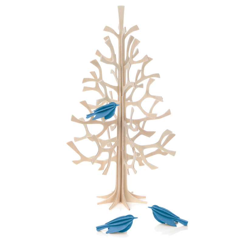 Natural Lovi SPRUCE TREE (9.8" / 25 cm ) with blue 2" mini-birds