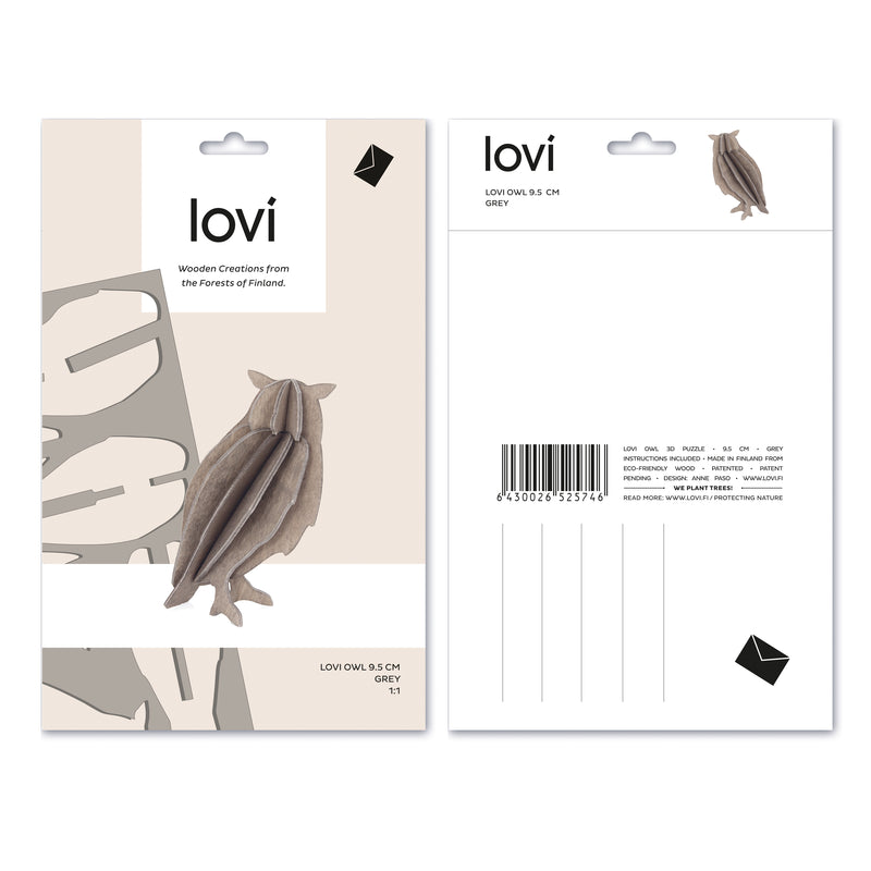 Lovi OWL (3.7" / 9.5 cm) Grey Packaging