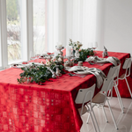 Aarikka HELMI linen tablecloth in red on the table 