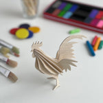 Lovi ROOSTER (3.9"/ 10 cm) in natural wood color ready to be painted