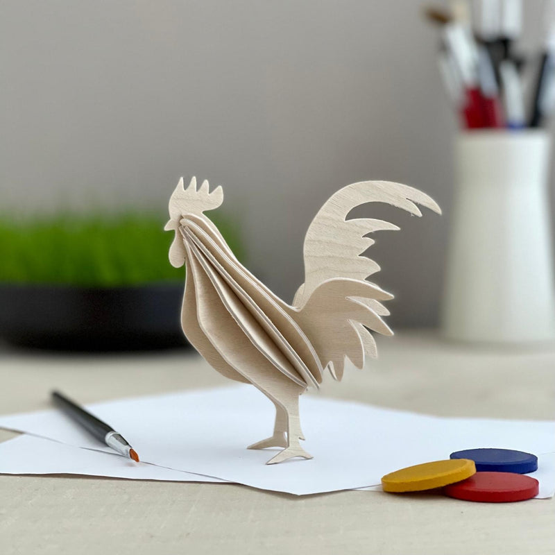 Lovi ROOSTER (3.9"/ 10 cm) in natural with Lovi watercolors