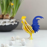 Painted natural Lovi ROOSTER in blue and yellow