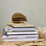 Lovi HEDGEHOG (3.1" / 8 cm) in brown color on top of books