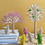 Lovi Tabbits in natural, green, yellow and light pink with Lovi Cherry Tree and Tree with mini-birds