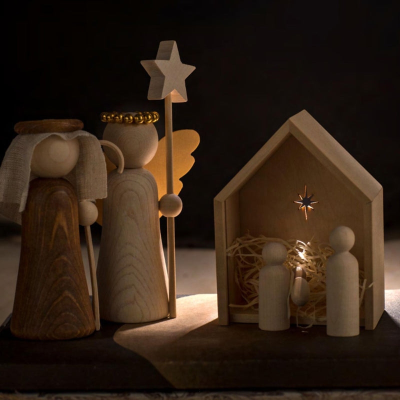 Aarikka HYVÄ PAIMEN - GOOD SHEPHERD Christmas Decoration with Angel Gabriel and Little Manger