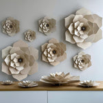 Lovi small, medium, large and extra large DECOR FLOWERs on the wall in natural wood 