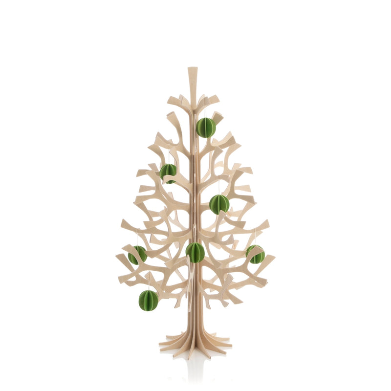 Light Green Lovi BAUBLES (1.4" / 3.5 cm) on a natural LOVI spruce tree