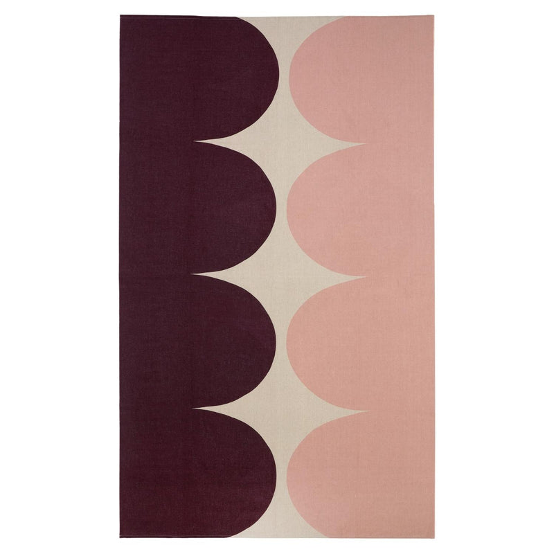 Marimekko HÄRKÄ 100% Linen Tablecloth in burgundy, pink and sand color