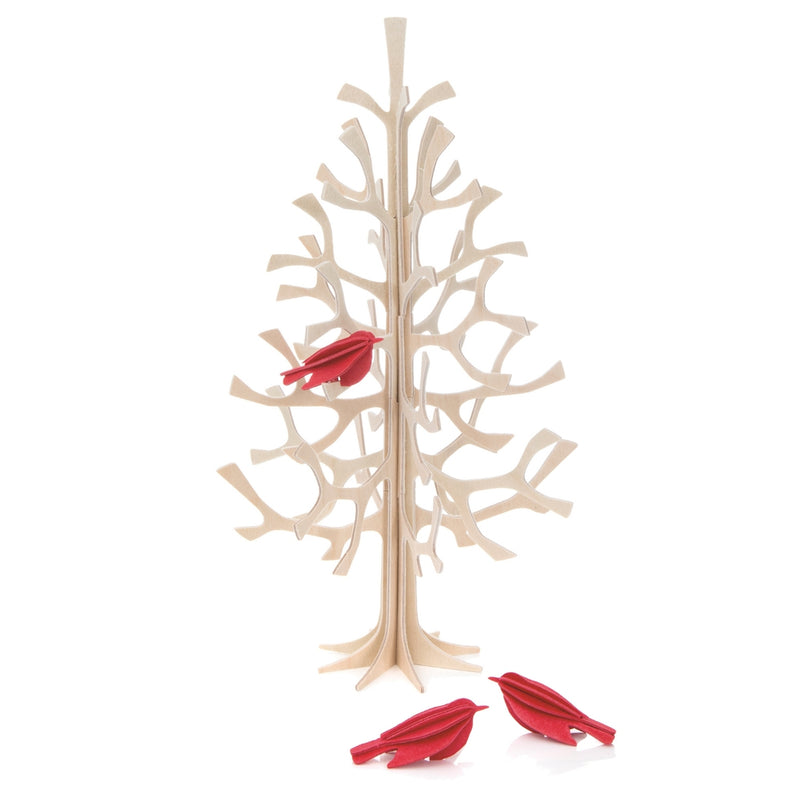 Natural Lovi SPRUCE TREE (9.8" / 25 cm ) with red 2" mini-birds