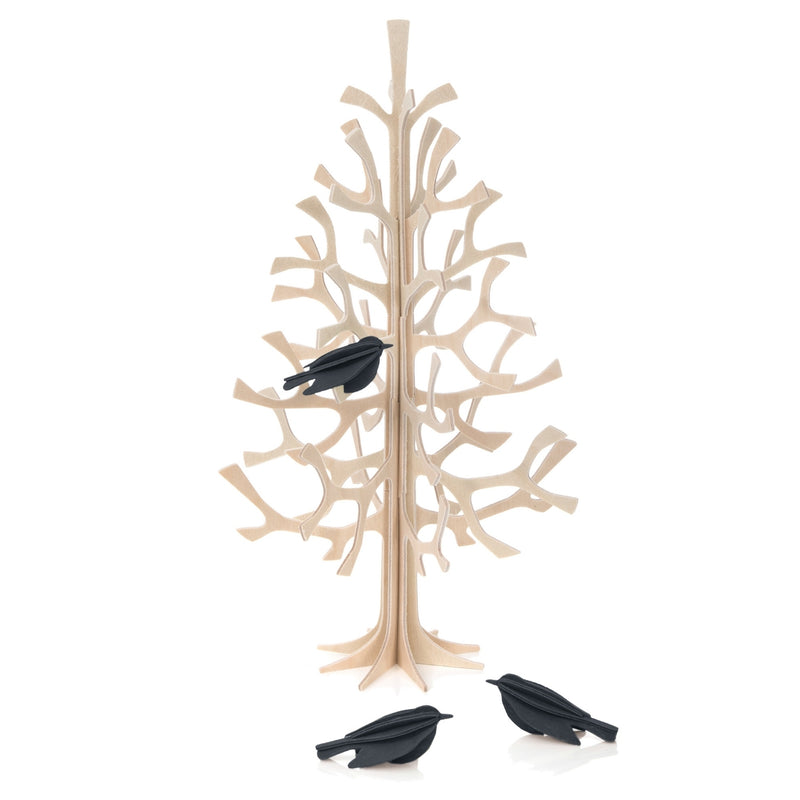 Natural Lovi SPRUCE TREE (9.8" / 25 cm ) with black 2" mini-birds
