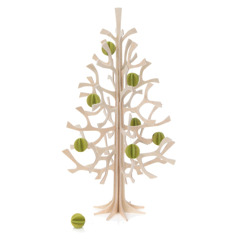 Natural Lovi SPRUCE TREE (9.8" / 25 cm ) with light green 0.7" mini-baubles