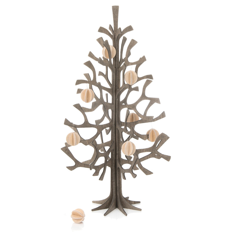 Grey Lovi SPRUCE TREE (9.8" / 25 cm ) with natural 0.7" mini-baubles