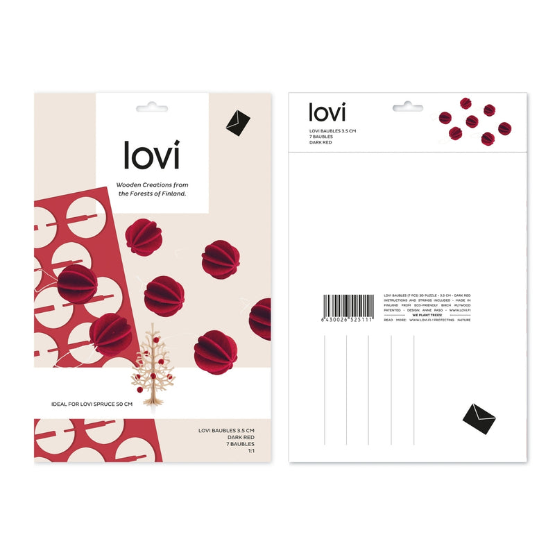 Lovi BAUBLES (1.4" / 3.5 cm) packaging dark red