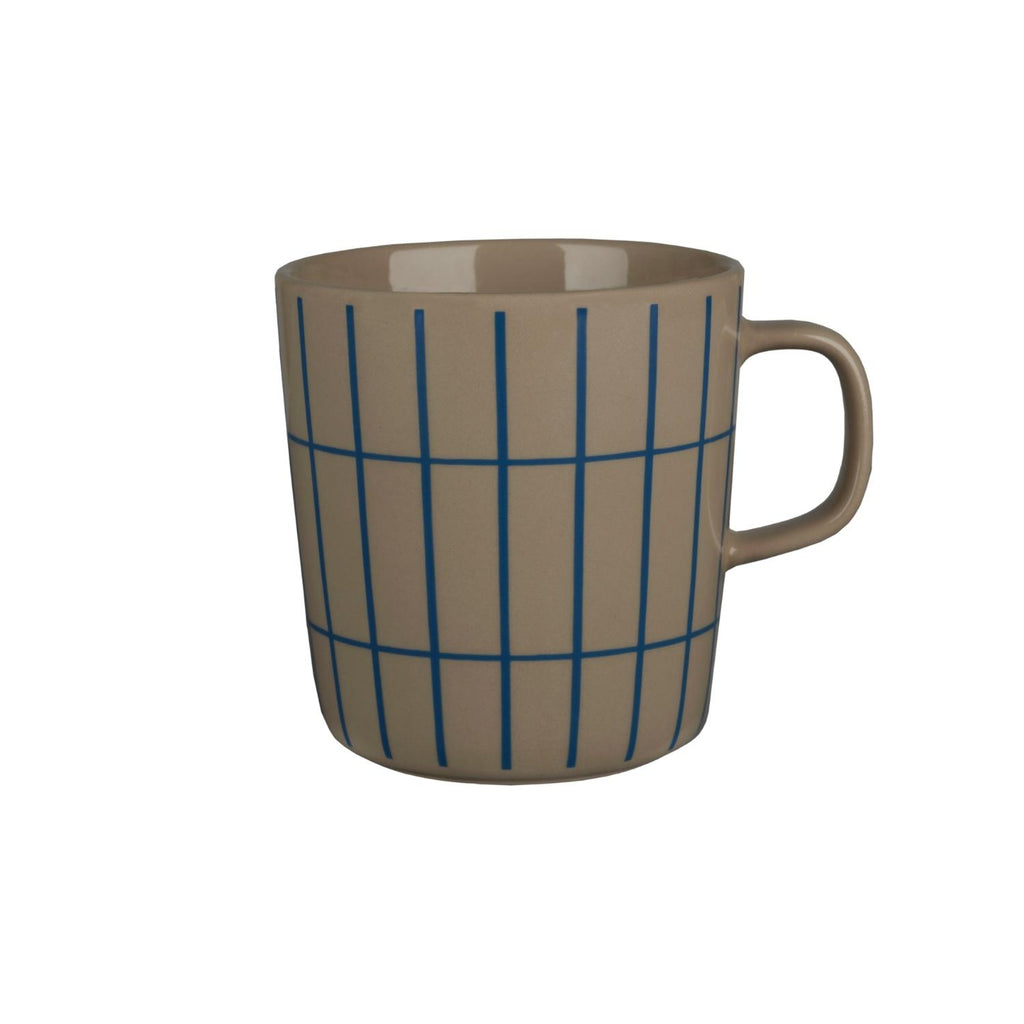Marimekko TIILISKIVI Mug brown with blue stripes
