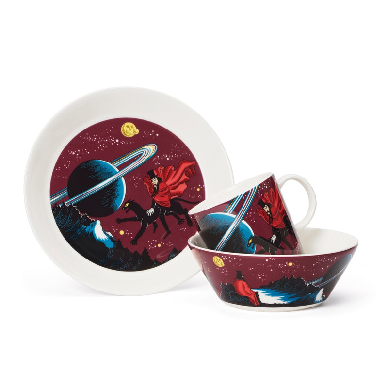 Arabia MOOMIN purple HOBGOBLIN bowl, mug and plate