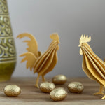 Lovi ROOSTER (3.9"/ 10 cm) warm yellow with Easter eggs