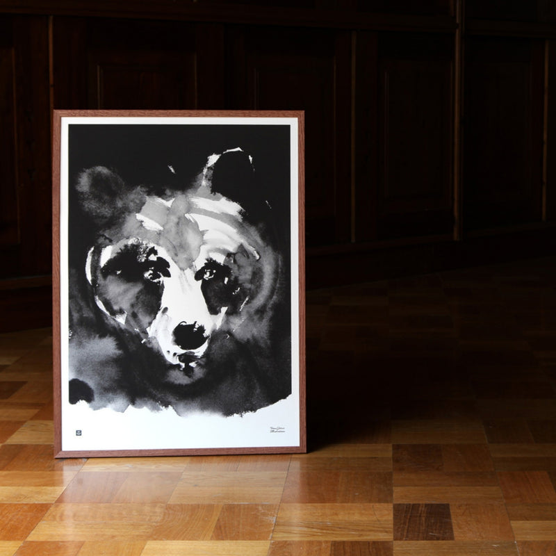 Teemu Järvi MYSTERIOUS BEAR black and white art print (20" x 28") framed