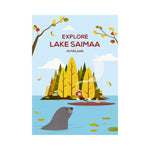 Come to Finland EXPLORE LAKE SAIMAA travel poster blue