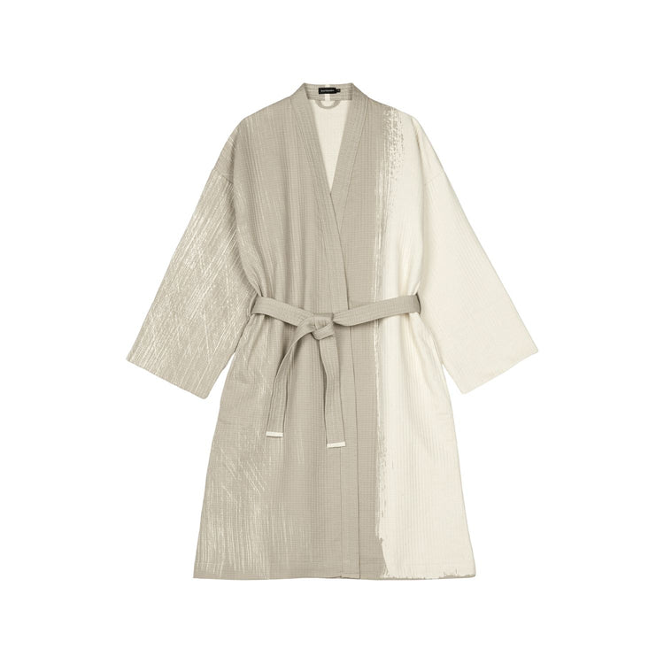 knee length dresses for ladies Marimekko KUISKAUS Grey Off White Cotton Bathrobe