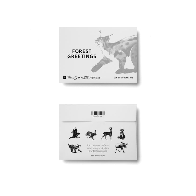 Teemu Järvi FOREST GREETINGS Set of 6 Animal Post Cards (4 x 6)