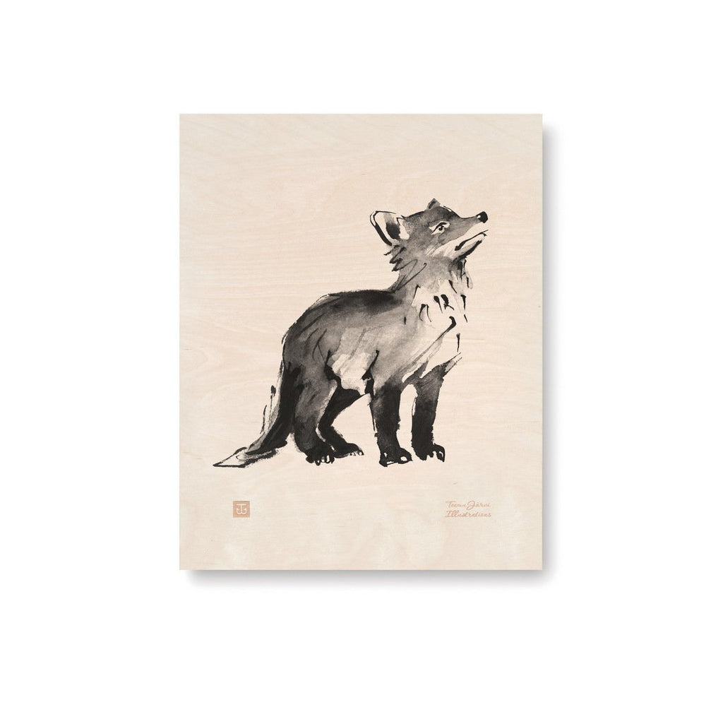 Teemu Järvi FOX CUB birch plywood print (9.5"x 12")
