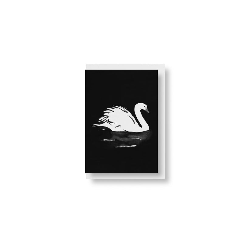 Teemu Järvi FOLDED POSTCARD with envelope (5.8" x 8.3") Black Swan